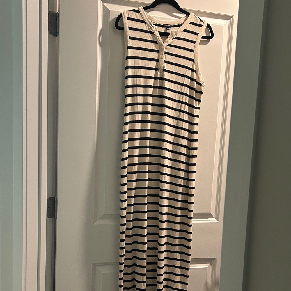 Express Black and Cream Striped Maxi Dress
